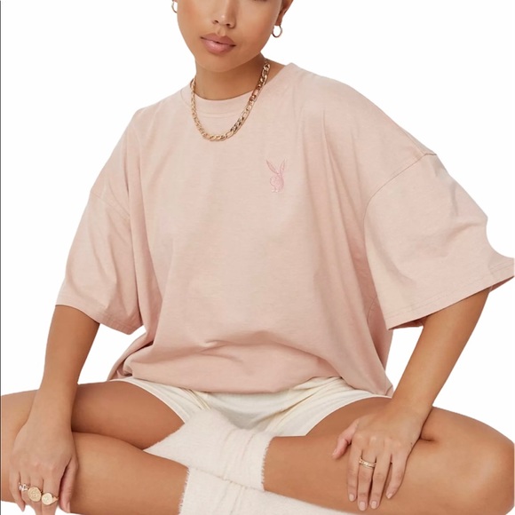 Playboy Blush Logo Oversized T-Shirt NWT - Picture 4 of 5